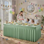 2 Packs Sage Green Spandex Table Cloths 8 Foot, Fitted Stretch Table Cover with Skirts 30x96 Inch, Wrinkle-Free Floor Length Tablecloths Rectangular for Weddings Parties Banquets Events Decorations - Image 4