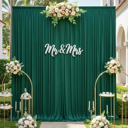 gogoparti 20x12ft Hunter Green Backdrop Curtain for Wedding Parties, 4 Panels (5x12 ft Each) Wrinkle-Free Dackdrop Curtains, Silky Draping Fabric for Birthday Party, Baby Shower, Photo Background - Image 5