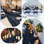 12 Pack Navy Blue Cheesecloth Table Runner 10Ft, Gauze Table Runners 21.5 x 120 inch,Semi Sheer Cheese Cloth Fabric Runner Bulk for Wedding,Party,Baby Shower,Bridal Shower - Image 4