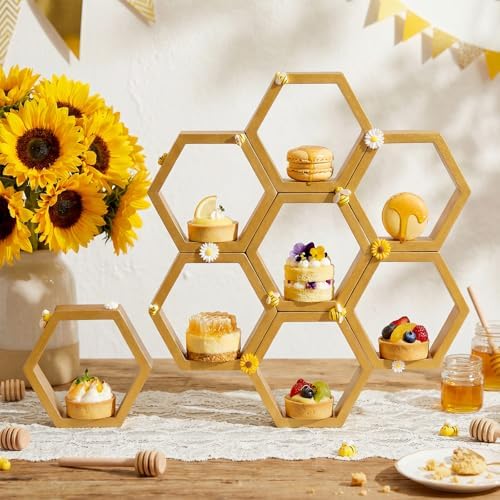Lallisa 8 Pcs 6.3'' Honeycomb Cupcake Stand Bee Baby Shower by Lallisa