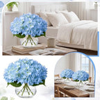Zeyune 4 Pack Hydrangea Artificial Flowers Hydrangea Flowers Fake Silk Hydrangeas with Faux Vase and Water for Home Table Centerpieces Wedding Birthday Baby Shower Party Decoration (Blue) - Image 5
