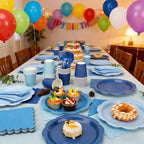 192Pcs Blue Paper Plates and Napkins, 9 Inch Light blue Party Plates Disposable Gradient Blue Party Supplies Decorations for Birthday, Baby Shower, Wedding, Servers 48 Guests - Image 6