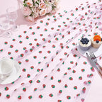 12 Pcs 29x70 Inch Strawberry Tulle Table Runner, White Lace Strawberry Tablecloth for Cake Birthday Party Wedding Baby Shower Christmas Decorations - Image 5