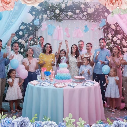 Mimorou 300 Pcs Gender Reveal Party Supplies She or He Tableware Set - Image 6