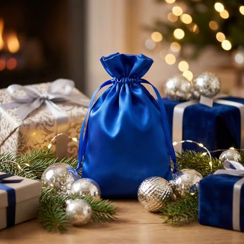 Blue Satin Gift Bags - 6" x 9" Jewelry, Wedding Favor, Baby Shower & Bags - 50 per Pack - Image 2