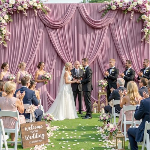 Dusty Pink Backdrop Curtain for Parties Wedding Wrinkle Free Pink Photo Curtains Backdrop Drapes Fabric Decoration for Birthday Party Baby Shower 5ft x 7ft,2 Panels - Image 2