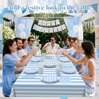 Funnymoom 434 Pcs Blue Striped Party Decorations Scalloped Plates Serves 48 - Image 5