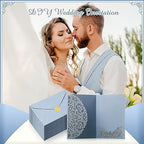100 Set 5 x 7 Laser Cut Wedding Invitations, Dusty Blue - Image 5