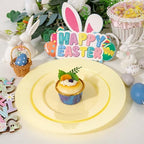 FLOWERCAT 200PCS Yellow Plastic Plates Disposable Plates for Party - Heavy Duty Plastic Plates - 100 10" Dinner Plates and 100 7" Salad Plates for Weddings, Easter Parties and Events - Image 4