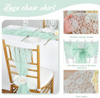 QueenDream Light Green Lace Chair Sashes 32 Pack Embroidered Chair Cover - Image 5