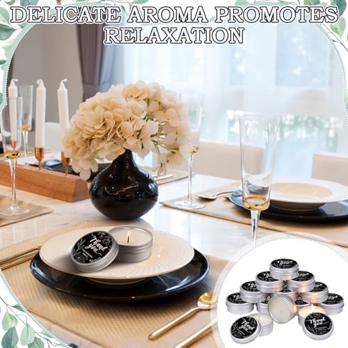 MTLEE 50 Pcs Black Floral Thank You Candles Baby Shower Wedding Favors - Image 3