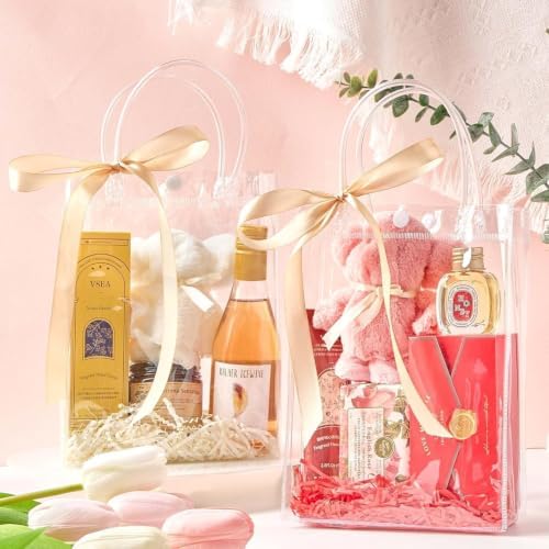 Mauproy Clear Plastic Gift Bags with Handles, 9.1 x 6.7 x 2.8 Inch, 50 Pack - Image 4