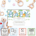 Custom Baby Shower Invites Blue Watercolor Jungle Invitations 20 5x7 Personalized Watercolor Safari Jungle Invitations With Envelopes - Unique Boy Watercolor Safari Jungle Baby Shower Cards - Image 2