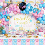 Hombae Twinkle Twinkle Little Star Gender Reveal Decorations, Star Boy or Girl Gender Reveal Decorations Balloon Garland Banner Tablecloth Box Cutout Backdrop Cake Cupcake Topper Poster Sash 172 PCs - Image 7