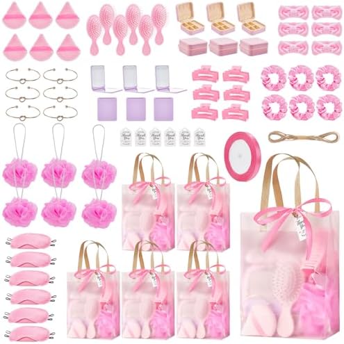 74Pcs Baby Shower Prizes for Game Winners Baby Shower Favors Gifts including Headband Hair Brush Jewelry Box with Gift Bag for Baby Shower Game Prizes Wedding Bridal Shower Favors (Pink) by Rigibright