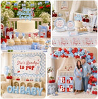 Shes Ready to Pop Baby Shower Decorations Boy All-in-1 Soda Pop Baby Shower Decorations with Balloon Arch Baby Boxes Plates Napkins Cake Toppers Tablecloth Backdrop Banner for Gender Reveal Party - Image 7