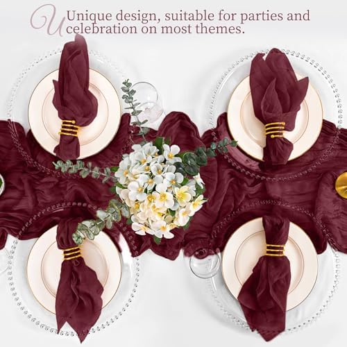 100 Pack Burgundy Cloth Napkins 20x20 Inch Cheesecloth Napkins - Image 6