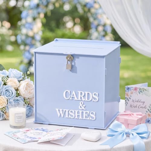 AerWo Light Blue Wedding Card Box, Acrylic Card Box for Wedding Decor by AerWo