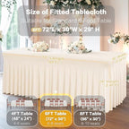 6 Packs Ivory Spandex Table Clothes for 6 Foot Rectangle Table, Spandex Table Covers 6FT Stretch Table Skirts Rectangle Tables Wrinkle Free Fitted Table Cover for Event, Wedding, Banquet & Parties - Image 3