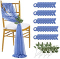 QueenDream Dusty Blue Sashes Wedding Chair Decorations: 50PCS Tulle Cover Bands Aisle Sheer Chair Bows for Birthday Party Banquet by QueenDream