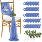 QueenDream Dusty Blue Sashes Wedding Chair Decorations: 50PCS Tulle Cover Bands Aisle Sheer Chair Bows for Birthday Party Banquet by QueenDream
