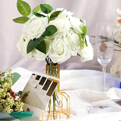 100 Pcs Artificial Rose Flowers, Ivory - Image 3