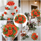 100 Pcs Artificial Rose Flowers, Burnt Orange - Image 6