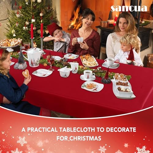sancua 2 Pack Red Tablecloths 60x120 Inch for 8 Feet Rectangle Tables - Image 4
