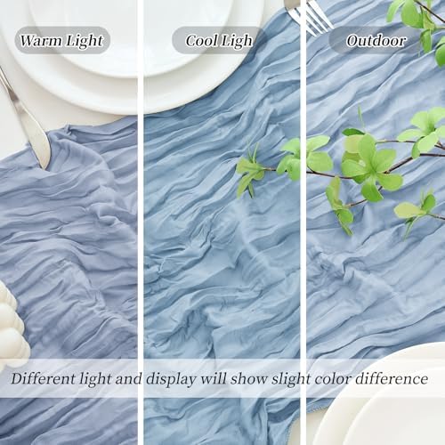 18 Pack Dusty Blue Cheesecloth Table Runner 21.5x120 Inch,Semi Sheer Boho Gauze Cheese Cloth Fabric Table Runners 10 FT Long for Wedding Party Baby Shower Birthday Home Decor - Image 5