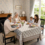 Ridhi Block Print Quiet Earth Rectangle Cotton Tablecloth 90" x 60" Reusable Table Cover Decorative Everyday Use for Dining, Farmhouse, Home Gift for Spring, Easter, Valentine - Image 3