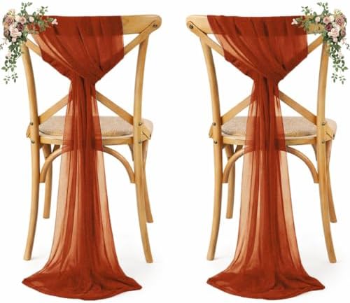 MDS Pack of 25 Chiffon Chair Sashes for Wedding & Event Décor - Terracotta by MDS