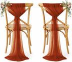 MDS Pack of 125 Chiffon Chair Sashes for Wedding & Event Décor - Terracotta by MDS
