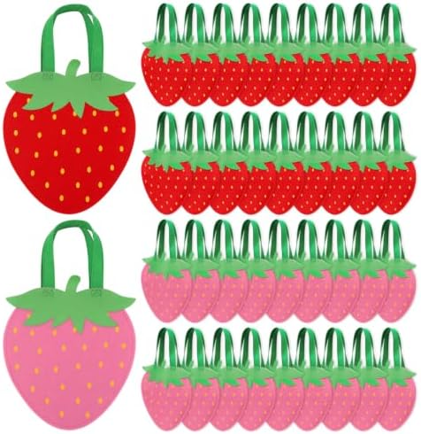 Tranqun 36 Pcs Strawberry Gift Bags with Handle Berry First Party Favors by Tranqun