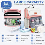 PILLANI Baby Diaper Bag Backpack - Toddler Backpack - Baby Bag for Girls & Boys, Large Waterproof Diaper Backpack - Diaper Bags with Changing Pad, Best Baby Shower Gifts - Stylish Pink Cute Diaper Bag - Image 2