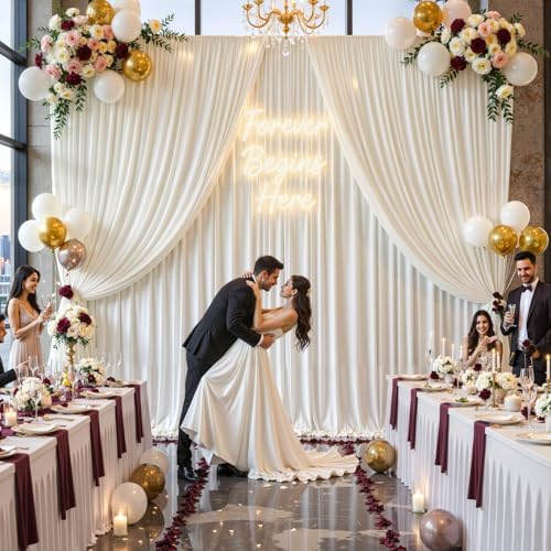 30x10FT Backdrop Curtains with Rod Pockets - Wrinkle Free Photo Stage Backdrop 6 Panels Curtains Drapes for Photography Wedding Party Baby Shower Decorations (Ivory) - Image 7