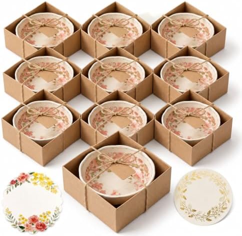 bridal shower gifts for guests 10 Pack Mini Floral Ceramic Dishes 3.9 Inch by Unknown