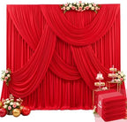 20ft x 15ft Red Wrinkle Free Backdrop Curtains for Wedding Party Backdrops Curtain Drapes Fabric Decorations Photo Back Drop Cloth for Baby Shower Photography Stage Reception by Tao-GePartyDecorations