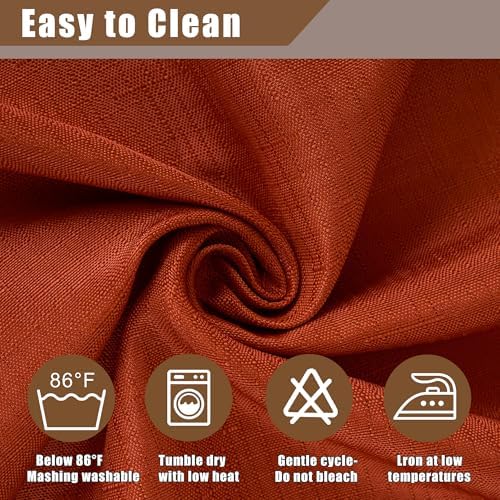 Fitable 2 Pack Faux Linen Fall Tablecloths Rectangle, 60x102 Inch, Rust - Image 7