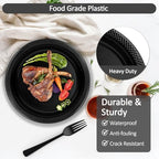 200pcs Black Plastic Party Plates Set, Disposable Black Plates and Napkins for Party, 50 Of Each 9" Dinner Plate, Napkins, Cups & Cutlery Plastic Dinnerware for Retirement, Graduation, Birthday, BBQ - Image 3