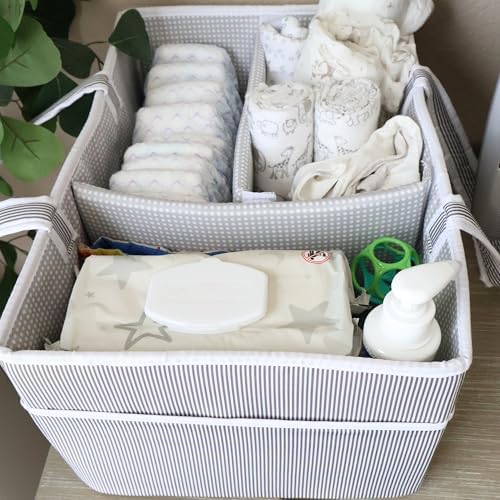 Lily Miles Baby Diaper Caddy - Organizer Tote Bag for Infant Boy or Girl - Baby Shower Basket - Nursery Must Haves - Registry Favorites - Newborn Caddie Car - Gray/Gray, Extra Large - Image 5