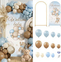 148 Pcs Bear Baby Shower Decorations Balloon Metal Arch Backdrop Stand and Cover Set Decor Dusty Blue and Brown Balloon Arch Kits Bear Baby Shower Gender Reveal Birthday Party Decorations by Motionchic