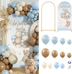 148 Pcs Bear Baby Shower Decorations Balloon Metal Arch Backdrop Stand and Cover Set Decor Dusty Blue and Brown Balloon Arch Kits Bear Baby Shower Gender Reveal Birthday Party Decorations by Motionchic