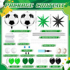 Kasyat 2 Sets Soccer Balloon Column Stand Kit with 4D Soccer, Green Black Star Foil and 100 Latex Balloons, Green White Black Arch Kit for Floor for Football Sports Party Decorations - Image 3