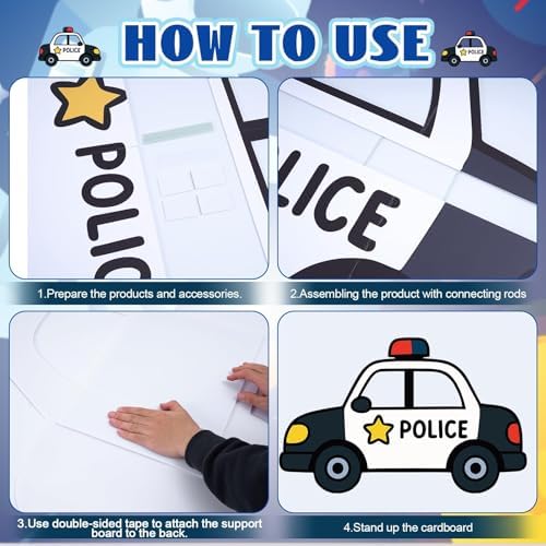 Police Birthday Party Decorations, 4.3 Feet Police Car Cardboard Stand-up Cutout Life-Size, Large Policeman Car Photo Booth Prop for Cop Theme Baby Shower Retirement Graduation Decor - Image 3