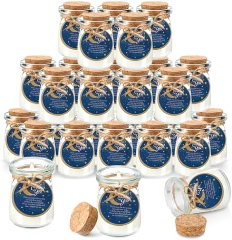 Threlaco 20 Pcs Moon Baby Shower Favor Candle Glass Jar by Threlaco