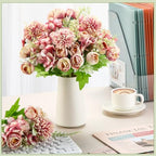 Tigeen 12 Bundles Peonies Artificial Flowers Faux Roses, Fuchsia - Image 4