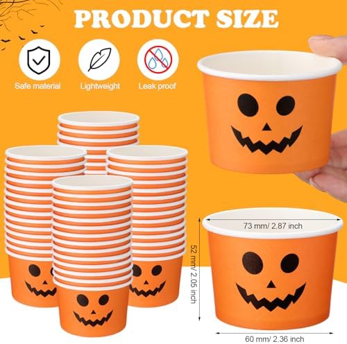 Honeydak 400pack 5oz Halloween Pumpkin Snack Cup Jack Lantern Ice Cream Cup - Image 4