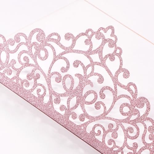 Pink Laser Cut Wedding Invitations 25pcs Tri-Fold Wedding Invitation Kit - Image 4