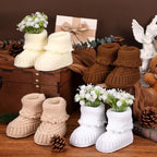 4 Set Knitted Baby Booties for Centerpieces, Baby Shower Centerpieces - Image 3