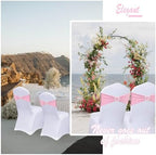 Pink Chair Sashes 100 Pack Spandex Pink Sashes for Chairs Stretch Chair Sashes Clearance with Heart Buckle Slider for Wedding Banquet Party Decorations - Image 5